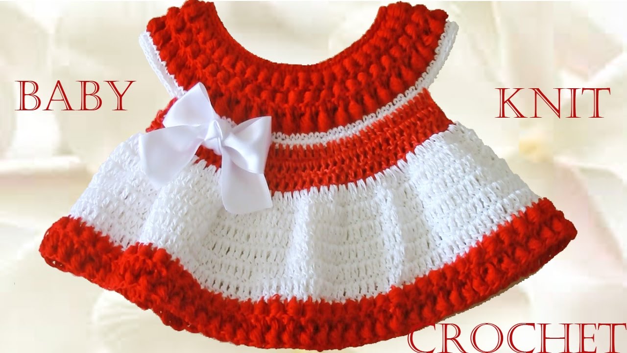 Vestido de Crochê Infantil Vermelho e Branco