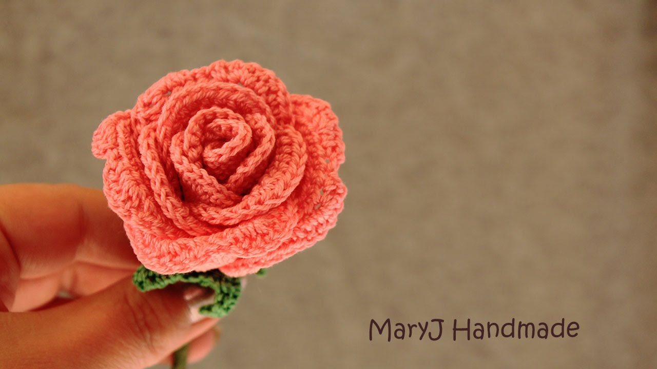 Flor de Crochê Rosa Simples